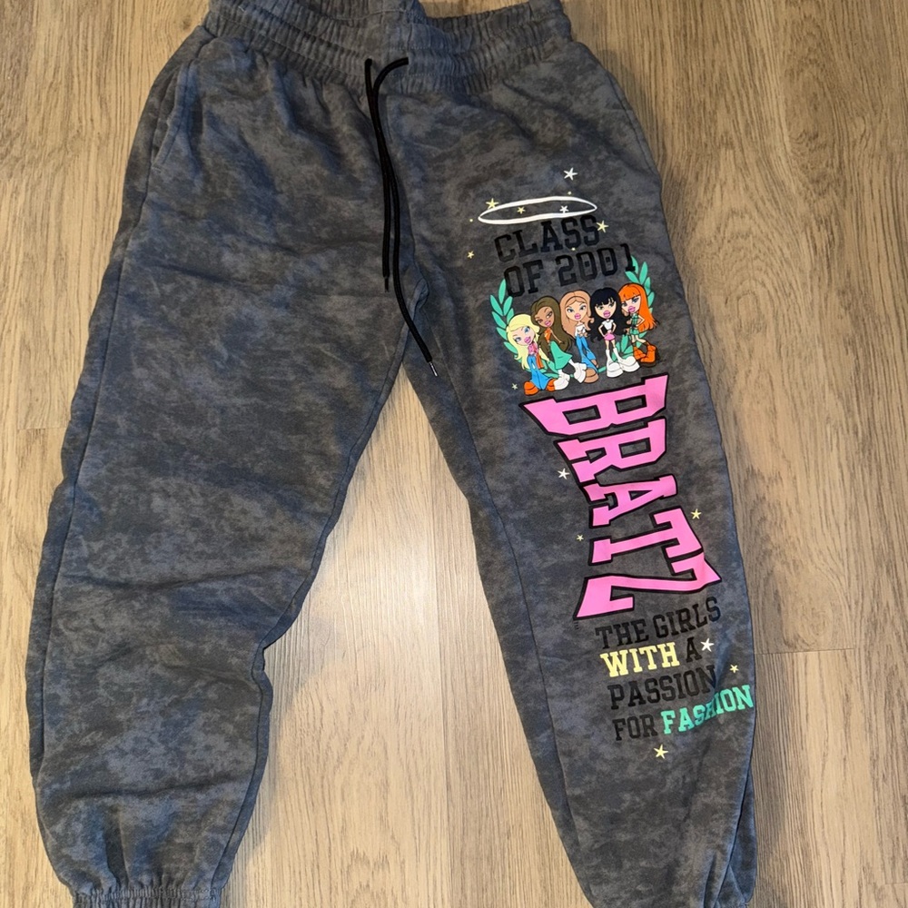 Gray Joggers with Colorful Cartoon Print‎